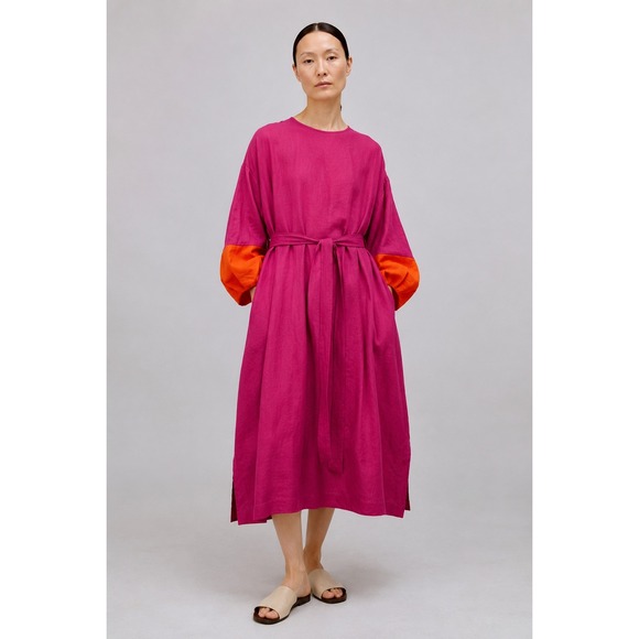 Fabiana Pigna Dresses & Skirts - Fabiana Pigna Pink Orange Linen Cotton Blend Colorblock Oversized Dress Large